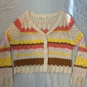 Multi-colored striped cardigan with buttons